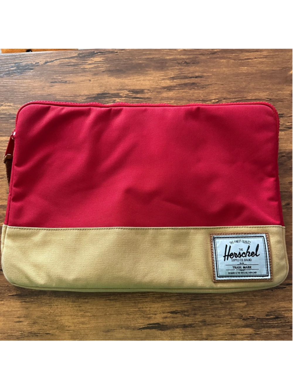 Herschel Supply Co Laptop Sleeve Case Red Tan Padded 15 Inch
